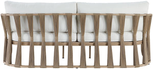 Meridian Furniture San Pietro Outdoor Patio Sofa with Rope Accents Uv Resistant Olefin Art Deco Three Seat Cream 55005Cream-S