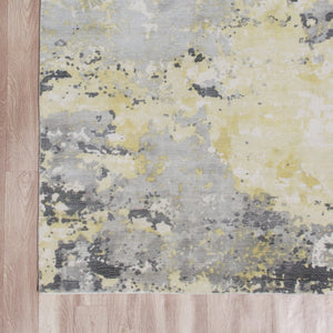 Homeroots 8' X 10' Gray And Yellow Abstract Hand Loomed Area Rug  Wool Blend 550061