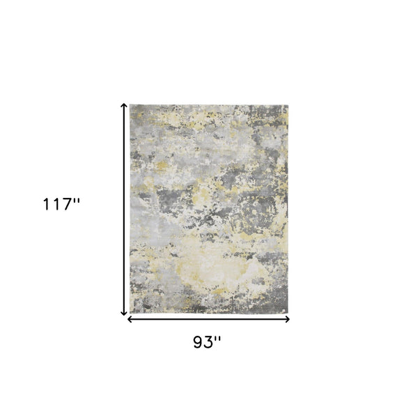 Homeroots 8' X 10' Gray And Yellow Abstract Hand Loomed Area Rug  Wool Blend 550061