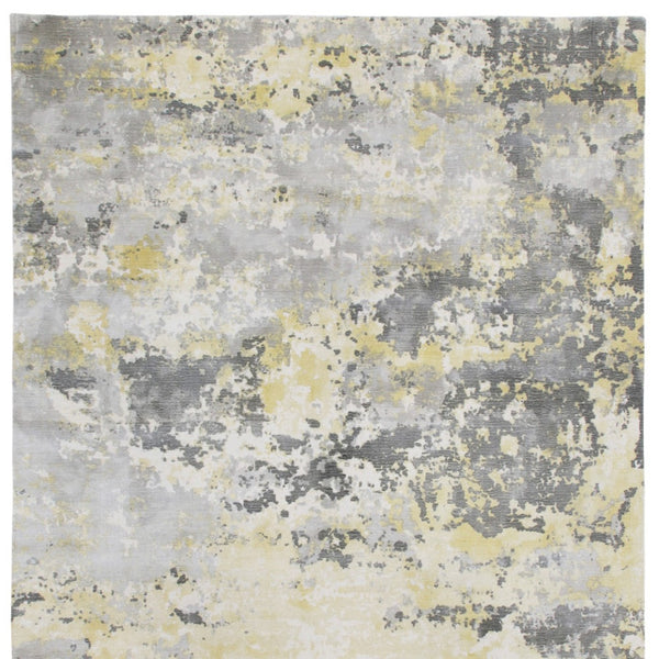 Homeroots 9' X 12' Gray And Yellow Abstract Hand Loomed Area Rug  Wool Blend 550062