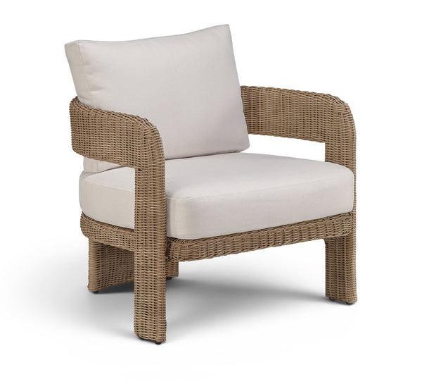 Meridian Furniture Sandbay Outdoor Wicker Accent Chair with Water Resistant Olefin Seat for Patio Lounge Beige 55006Beige-C