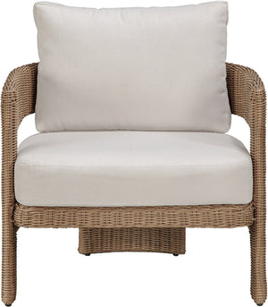 Meridian Furniture Sandbay Outdoor Wicker Accent Chair with Water Resistant Olefin Seat for Patio Lounge Beige 55006Beige-C