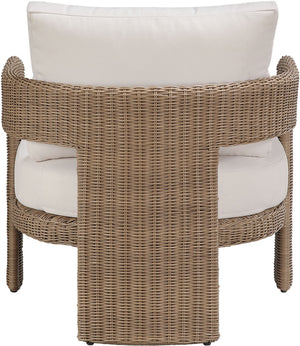Meridian Furniture Sandbay Outdoor Wicker Accent Chair with Water Resistant Olefin Seat for Patio Lounge Beige 55006Beige-C