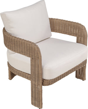 Meridian Furniture Sandbay Outdoor Wicker Accent Chair with Water Resistant Olefin Seat for Patio Lounge Beige 55006Beige-C