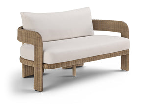 Meridian Furniture Sandbay Outdoor Wicker Loveseat with Olefin Cushions for Resort Style Patio Lounging Beige 55006Beige-L