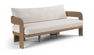 Meridian Furniture Sandbay Outdoor Wicker Patio Sofa with Rust Proof Frame and Uv Resistant Olefin Cushions Beige 55006Beige-S