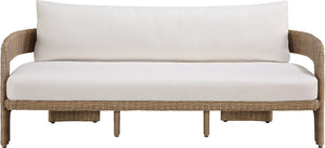 Meridian Furniture Sandbay Outdoor Wicker Patio Sofa with Rust Proof Frame and Uv Resistant Olefin Cushions Beige 55006Beige-S