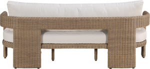 Meridian Furniture Sandbay Outdoor Wicker Patio Sofa with Rust Proof Frame and Uv Resistant Olefin Cushions Beige 55006Beige-S