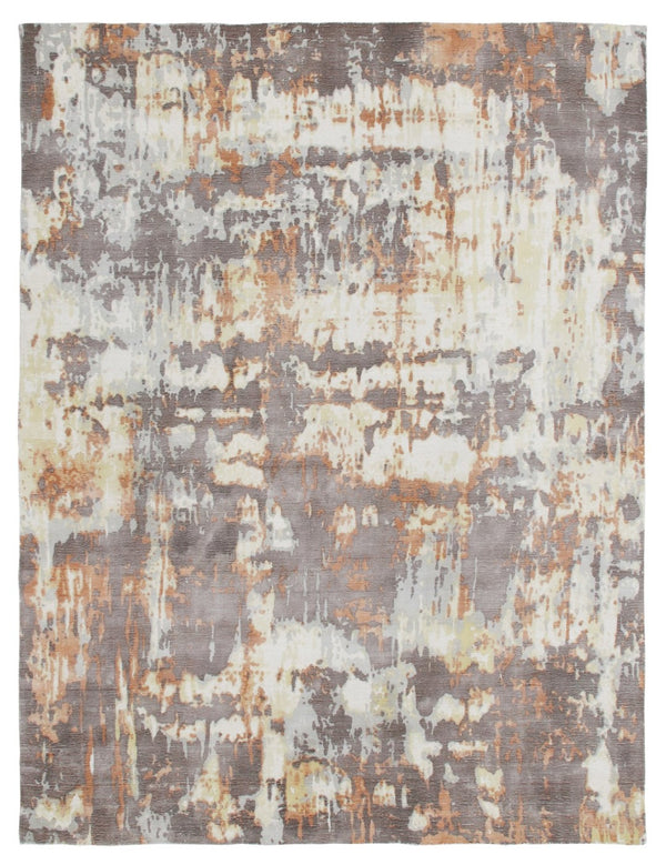 HomeRoots 9' Hand Loomed Wool Blend Area Rug with Abstract Brown and Tan Design for Modern Interiors 9' X 12' 550070