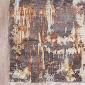 HomeRoots 9' Hand Loomed Wool Blend Area Rug with Abstract Brown and Tan Design for Modern Interiors 9' X 12' 550070