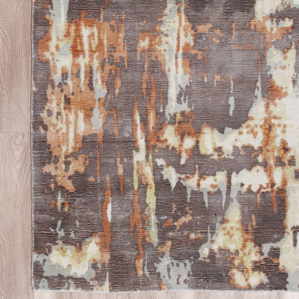 HomeRoots 9' Hand Loomed Wool Blend Area Rug with Abstract Brown and Tan Design for Modern Interiors 9' X 12' 550070