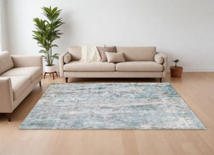Homeroots 6' X 9' Blue Abstract Hand Loomed Area Rug  Wool Blend 550071