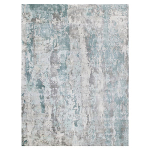 Homeroots 9' X 12' Ivory Blue And Gray Abstract Wool Blend Hand Loomed Area Rug  Wool Blend 550073