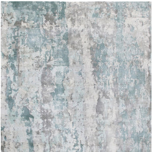 Homeroots 9' X 12' Ivory Blue And Gray Abstract Wool Blend Hand Loomed Area Rug  Wool Blend 550073
