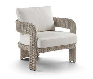 Meridian Furniture Sandbay Outdoor Wicker Accent Chair with Water Resistant Olefin Seat for Patio Lounge Cream 55007Cream-C