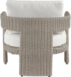 Meridian Furniture Sandbay Outdoor Wicker Accent Chair with Water Resistant Olefin Seat for Patio Lounge Cream 55007Cream-C