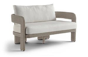 Meridian Furniture Sandbay Outdoor Wicker Loveseat with Olefin Cushions for Resort Style Patio Lounging Cream 55007Cream-L