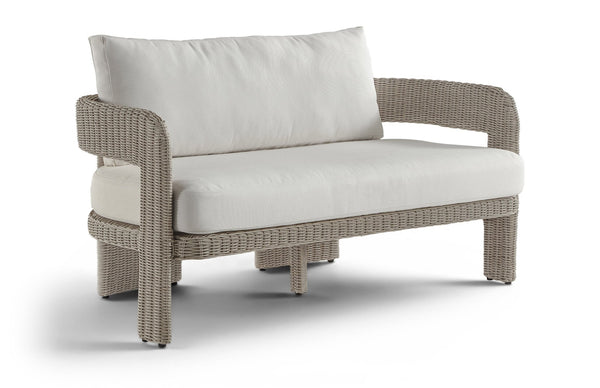 Meridian Furniture Sandbay Outdoor Wicker Loveseat with Olefin Cushions for Resort Style Patio Lounging Cream 55007Cream-L