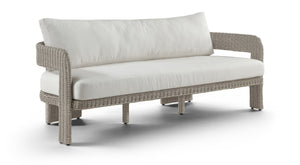 Meridian Furniture Sandbay Outdoor Wicker Patio Sofa with Rust Proof Frame and Uv Resistant Olefin Cushions Cream 55007Cream-S