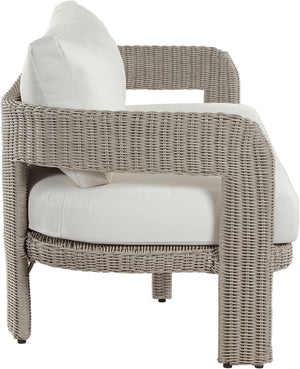 Meridian Furniture Sandbay Outdoor Wicker Patio Sofa with Rust Proof Frame and Uv Resistant Olefin Cushions Cream 55007Cream-S