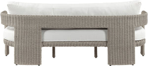 Meridian Furniture Sandbay Outdoor Wicker Patio Sofa with Rust Proof Frame and Uv Resistant Olefin Cushions Cream 55007Cream-S