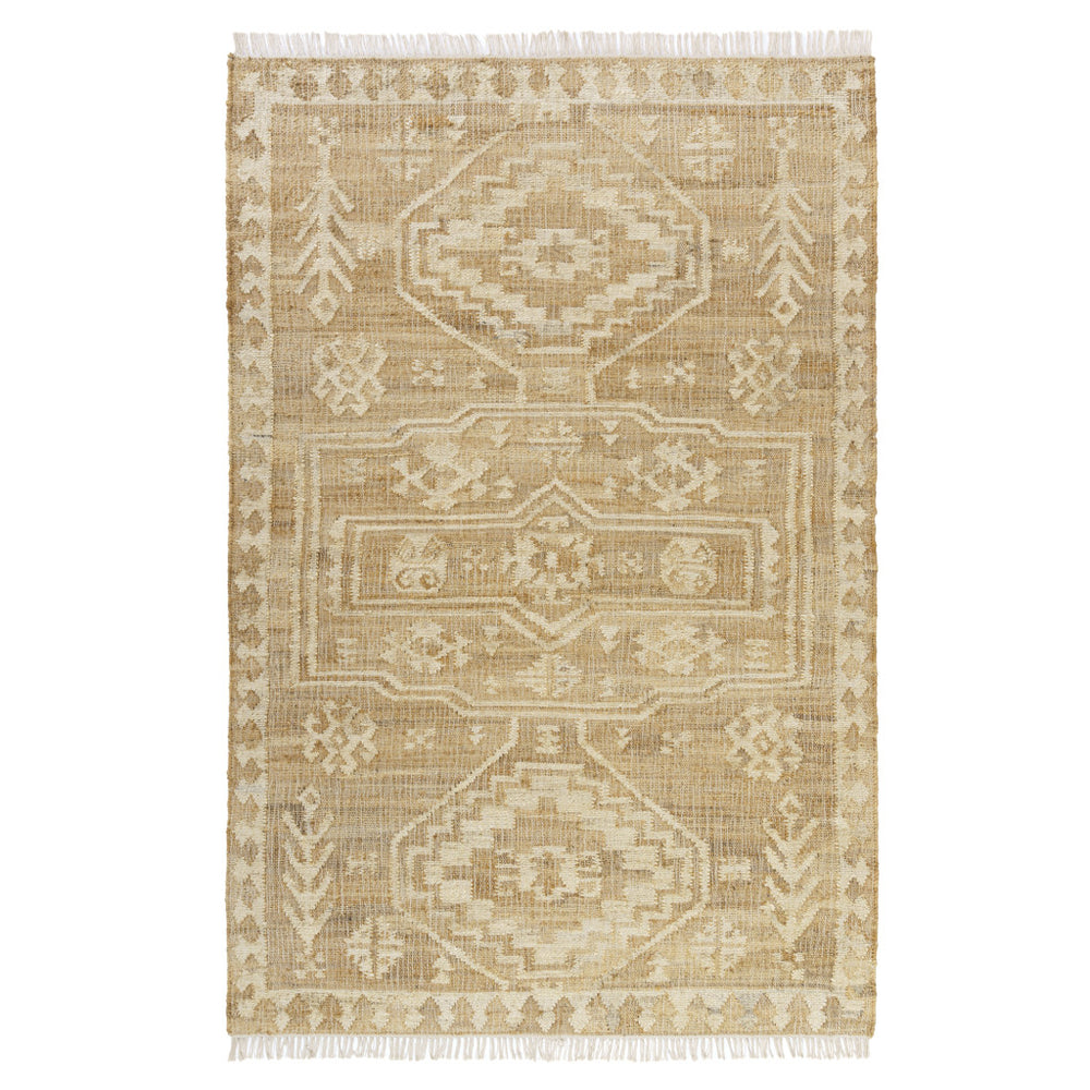 Homeroots 5' X 8' Brown Medallion Hand Woven Area Rug  Jute 550080
