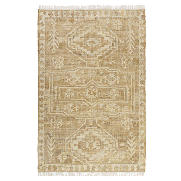 Homeroots 5' X 8' Brown Medallion Hand Woven Area Rug  Jute 550080