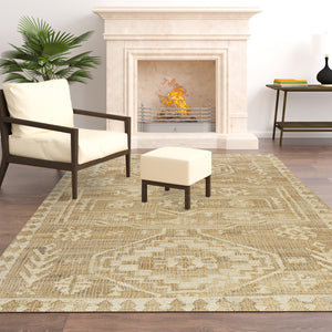 Homeroots 5' X 8' Brown Medallion Hand Woven Area Rug  Jute 550080