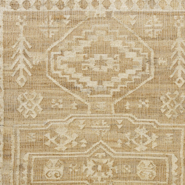 Homeroots 10' X 14' Natural And Ivory Medallion Hand Woven Area Rug  Jute 550081