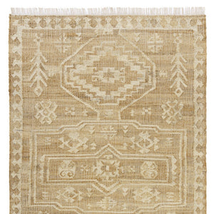 Homeroots 10' X 14' Natural And Ivory Medallion Hand Woven Area Rug  Jute 550081