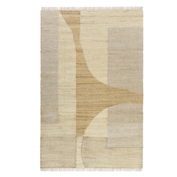 Homeroots 10' X 14' Natural And Ivory Abstract Hand Woven Area Rug  Jute 550083
