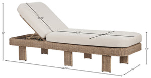 Meridian Furniture Sandbay Outdoor Wicker Lounge Chair with Uv Resistant Olefin Cushion for Patio Resort Seating Beige 55008Beige