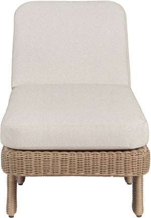 Meridian Furniture Sandbay Outdoor Wicker Lounge Chair with Uv Resistant Olefin Cushion for Patio Resort Seating Beige 55008Beige