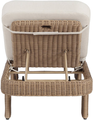 Meridian Furniture Sandbay Outdoor Wicker Lounge Chair with Uv Resistant Olefin Cushion for Patio Resort Seating Beige 55008Beige