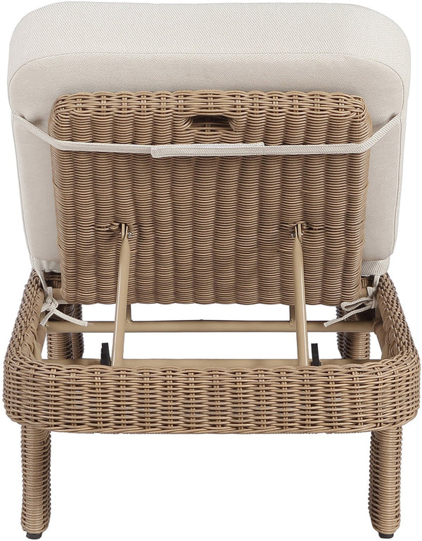 Meridian Furniture Sandbay Outdoor Wicker Lounge Chair with Uv Resistant Olefin Cushion for Patio Resort Seating Beige 55008Beige
