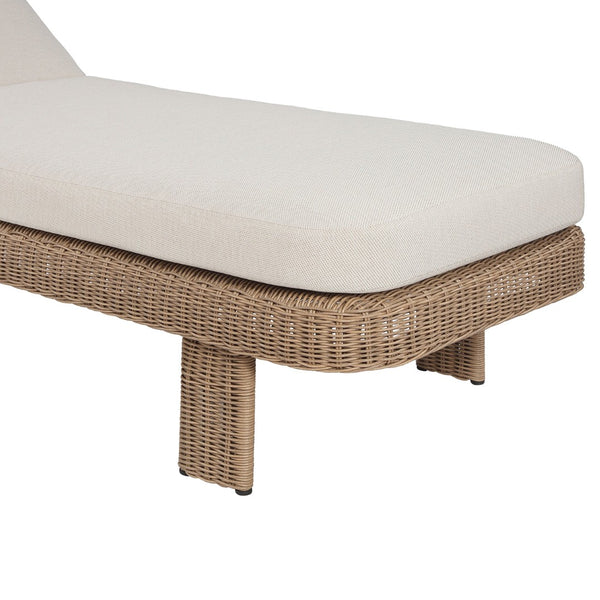 Meridian Furniture Sandbay Outdoor Wicker Lounge Chair with Uv Resistant Olefin Cushion for Patio Resort Seating Beige 55008Beige