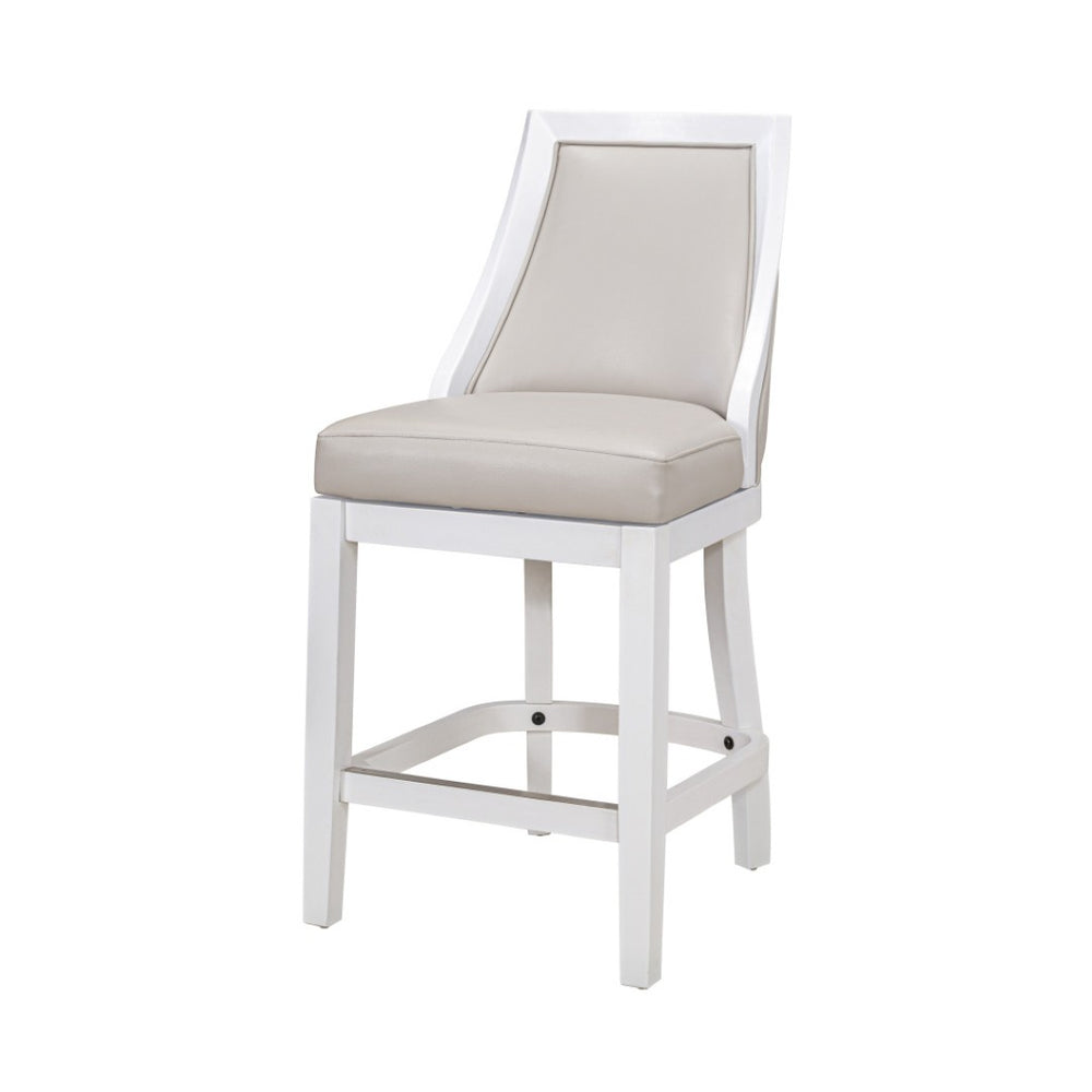 HomeRoots 26" Gray Faux Leather Swivel Bar Chair with Solid Wood Base - Modern Comfort for Kitchen & Bar 550091
