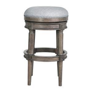 Homeroots 31" Gray Solid Wood Swivel Backless Bar Height Bar Chair   550092