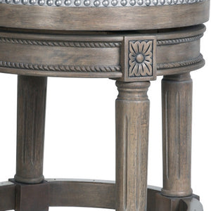 Homeroots 31" Gray Solid Wood Swivel Backless Bar Height Bar Chair   550092