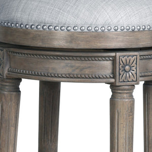 Homeroots 31" Gray Solid Wood Swivel Backless Bar Height Bar Chair   550092