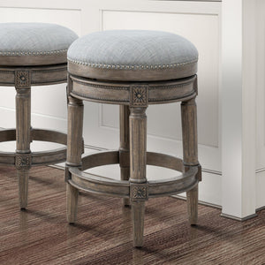 HomeRoots 26" Gray Solid Wood Swivel Backless Counter Stool - Chic, Durable Design for Modern Home Bars & Kitchens 550094