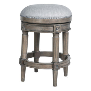 HomeRoots 26" Gray Solid Wood Swivel Backless Counter Stool - Chic, Durable Design for Modern Home Bars & Kitchens 550094