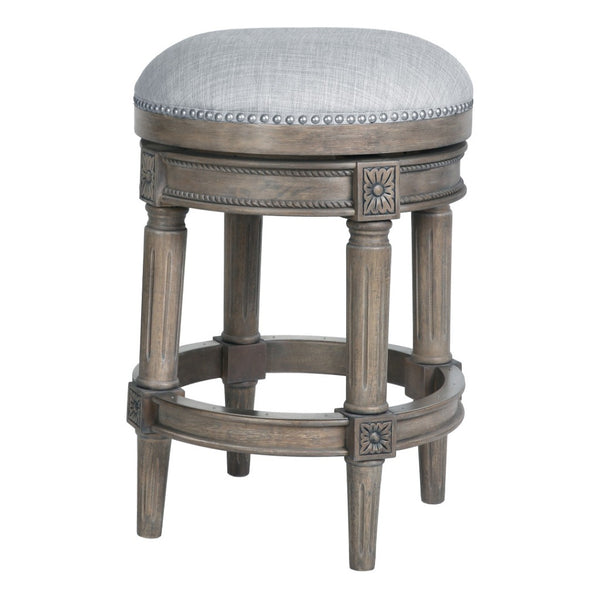 HomeRoots 26" Gray Solid Wood Swivel Backless Counter Stool - Chic, Durable Design for Modern Home Bars & Kitchens 550094