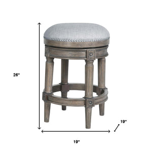 HomeRoots 26" Gray Solid Wood Swivel Backless Counter Stool - Chic, Durable Design for Modern Home Bars & Kitchens 550094