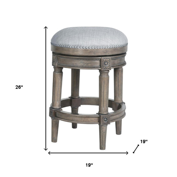 HomeRoots 26" Gray Solid Wood Swivel Backless Counter Stool - Chic, Durable Design for Modern Home Bars & Kitchens 550094