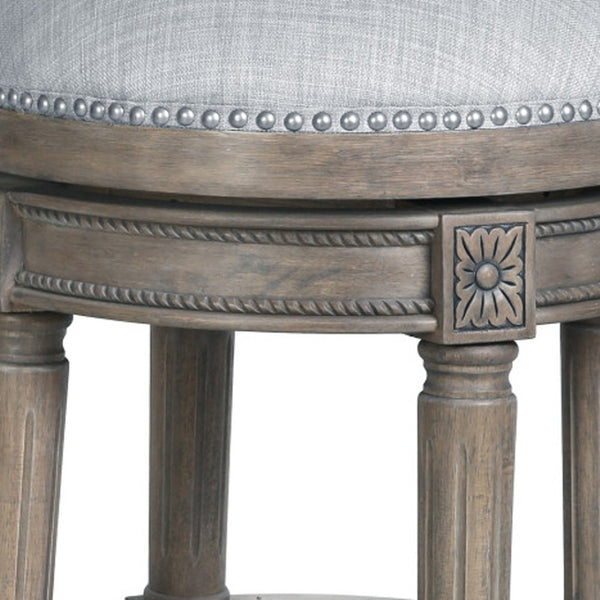 HomeRoots 26" Gray Solid Wood Swivel Backless Counter Stool - Chic, Durable Design for Modern Home Bars & Kitchens 550094