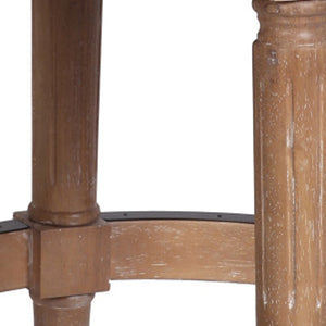 Homeroots 26" Beige And Natural Solid Wood Swivel Backless Counter Height Bar Chair   550095