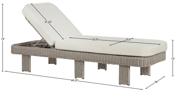 Meridian Furniture Sandbay Outdoor Wicker Lounge Chair with Uv Resistant Olefin Cushion for Patio Resort Seating Cream 55009Cream