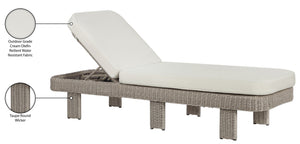 Meridian Furniture Sandbay Outdoor Wicker Lounge Chair with Uv Resistant Olefin Cushion for Patio Resort Seating Cream 55009Cream