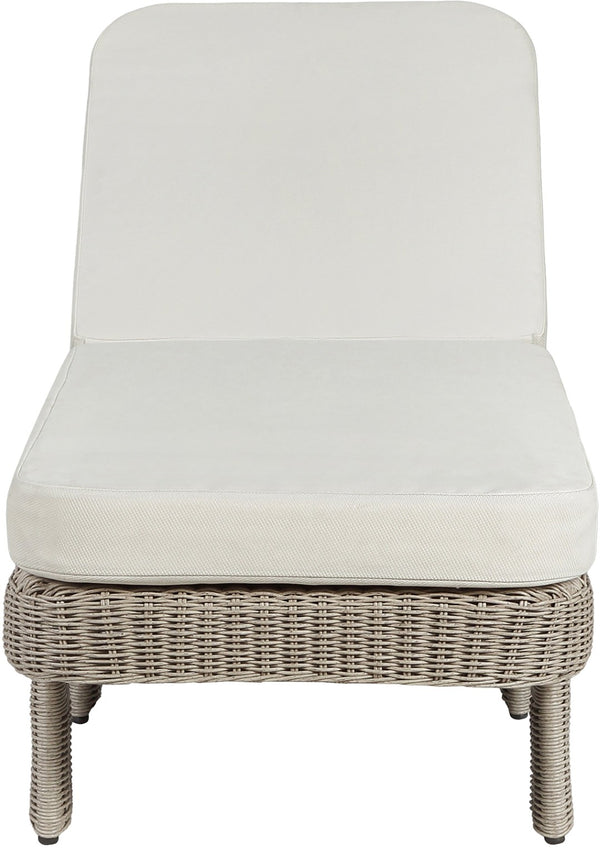 Meridian Furniture Sandbay Outdoor Wicker Lounge Chair with Uv Resistant Olefin Cushion for Patio Resort Seating Cream 55009Cream